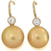 Diamonds & Golden Pearl Earrings