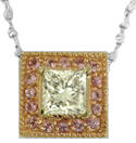 Princess Diamond Halo Pendant