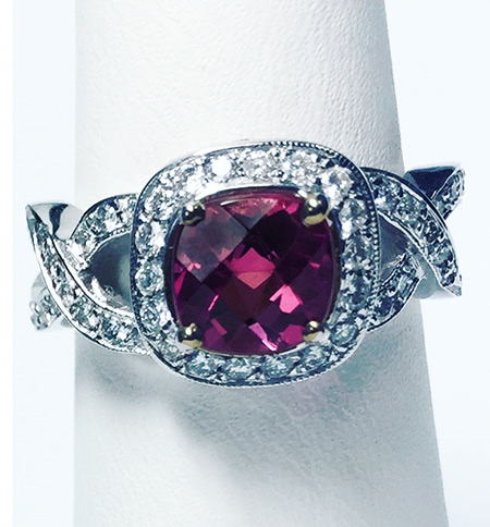 Cushion shape Pink Tourmaline Pendant